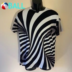 Ball Optical Illusion T Shirt 2XL runs small Poly blend  Gently worn